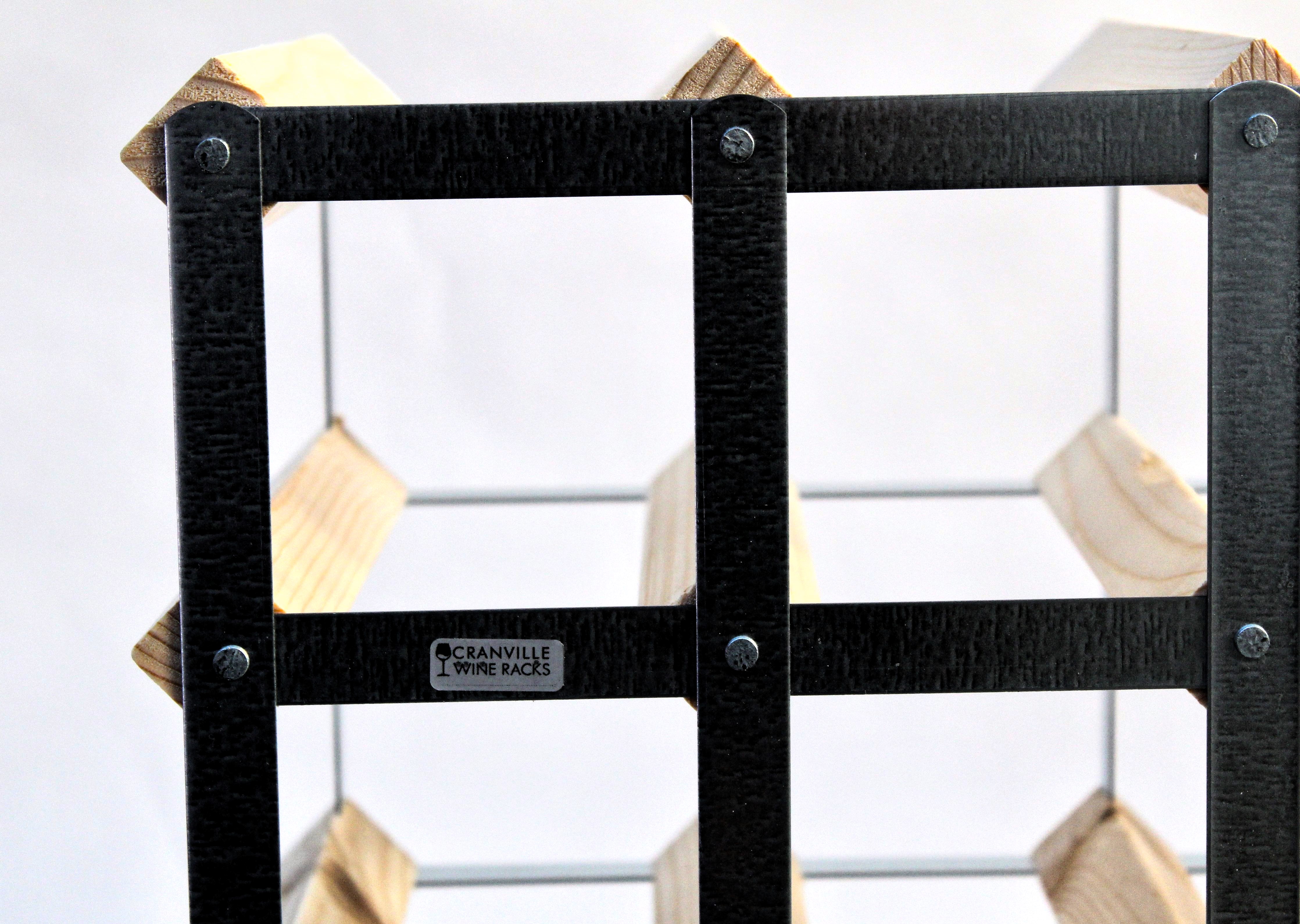 Cranville wine rack storage 12 bottle Black wood and metal assembled