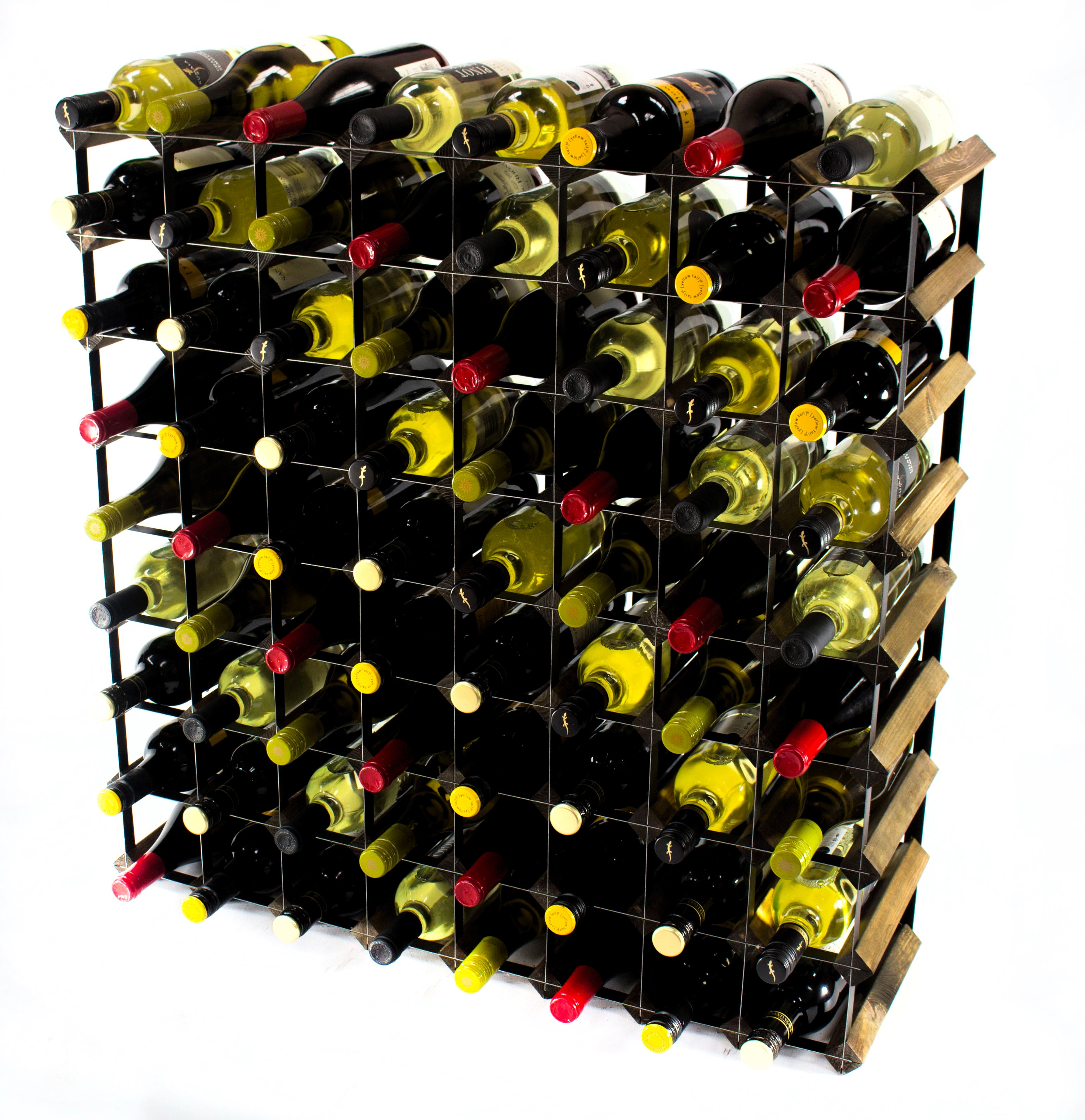 Cranville wine rack storage 72 bottle black stain wood and black metal assembled