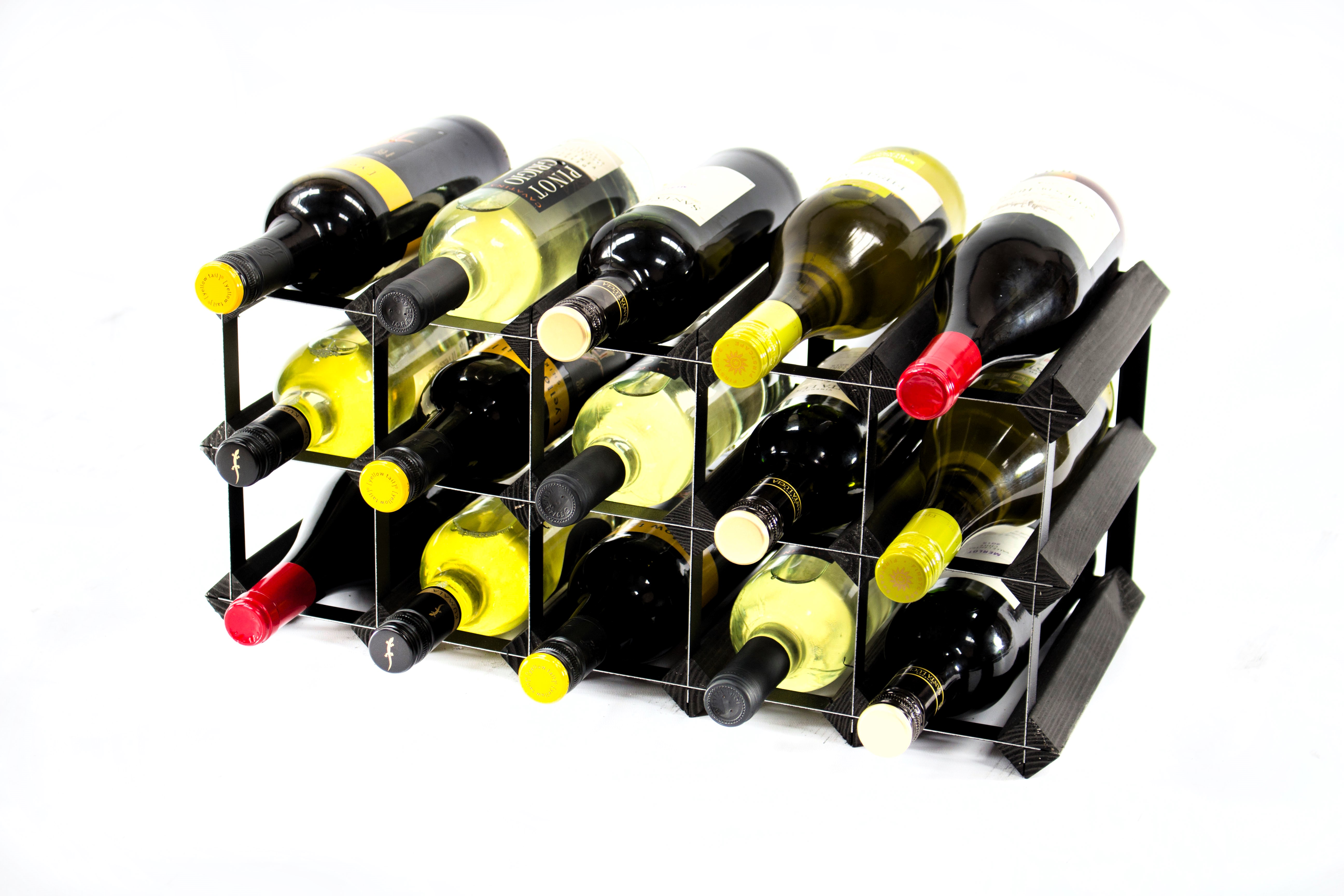 Cranville Wine Rack de rangement 30 Bouteille tache noire en bois et métal Noir Assemblé