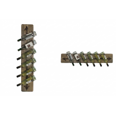 Six bottle patina effect wall mounted iron wine rack 