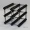 Classic 6 bottle black stained wood and galvanised metal wine rack ready assembled image