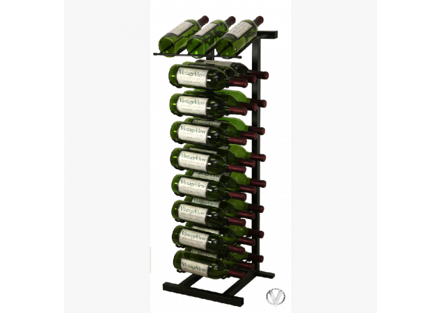 27 Bottle black metal display wine rack. image