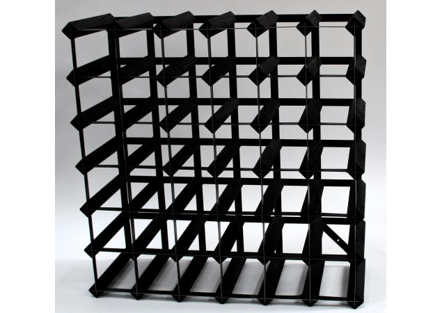 Classic 42 bottle black stained wood and black metal wine rack ready assembled image