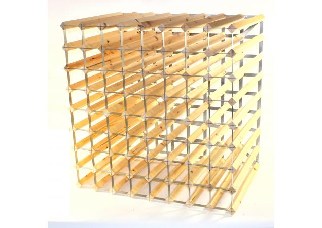 Double depth 144 bottle wine rack - Pine Wood - Galvanised metal image