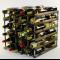 Double depth 60 bottle wine rack - Dark Oak stain wood - Galvanised metal image