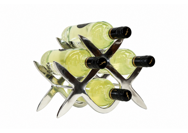4 Bottle cast and polished solid aluminium wine rack image
