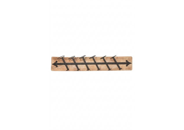 Wood mounted iron six bottle wall wine rack image