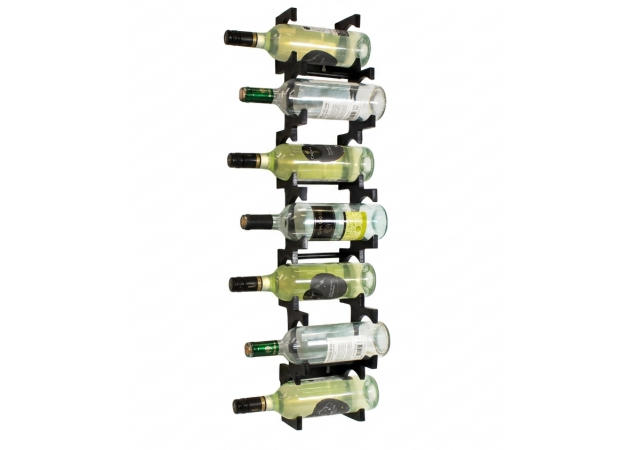 7 bottle solid black aluminium wall mounted wine rack image