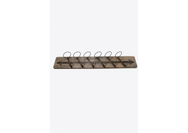 Six bottle patina effect wall mounted iron wine rack image