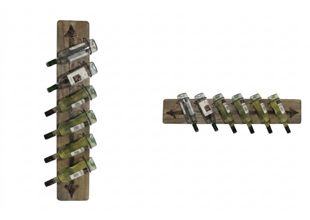 Six bottle patina effect wall mounted iron wine rack image