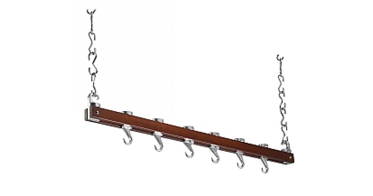 Single Bar Dark Wood Hanging Rack | Crome & Aluminium