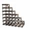 Classic understairs dark oak stained wood and black metal wine rack ready assembled image