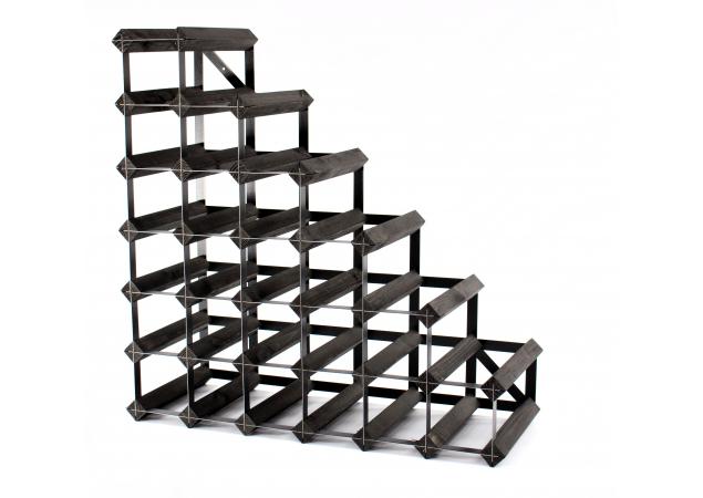 Classic understairs black stained wood and black metal wine rack ready assembled image