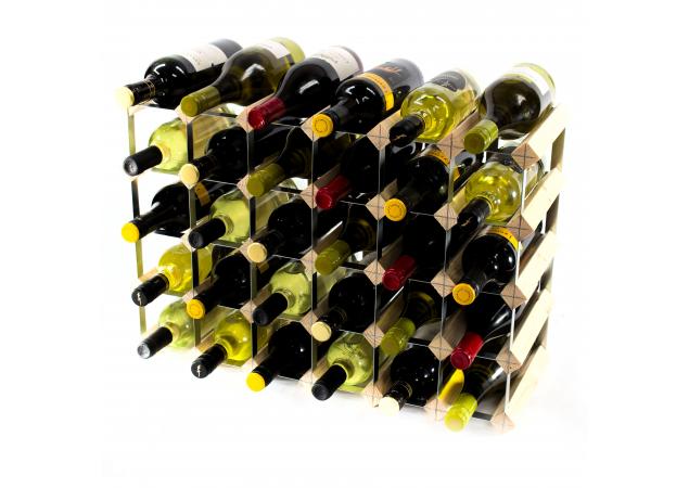 Classic 30 (6x4) bottle pine wood and galvanised metal wine rack ready assembled image