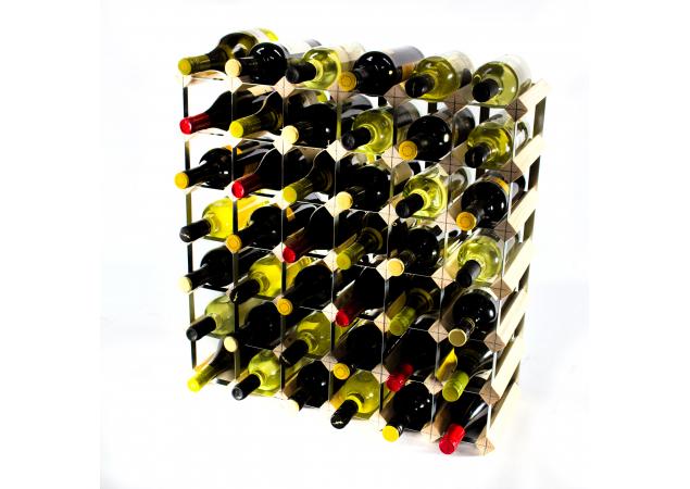Classic 42 bottle pine wood and galvanised metal wine rack ready assembled image