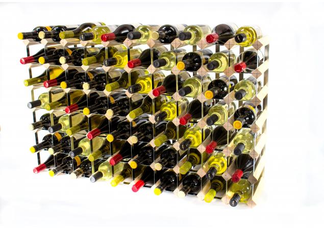 Classic 70 bottle pine wood and galvanised metal wine rack ready assembled image