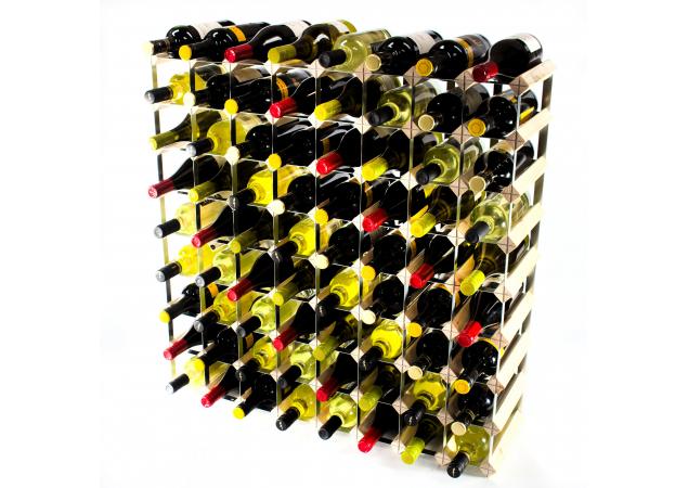 Classic 72 bottle pine wood and galvanised metal wine rack ready assembled image