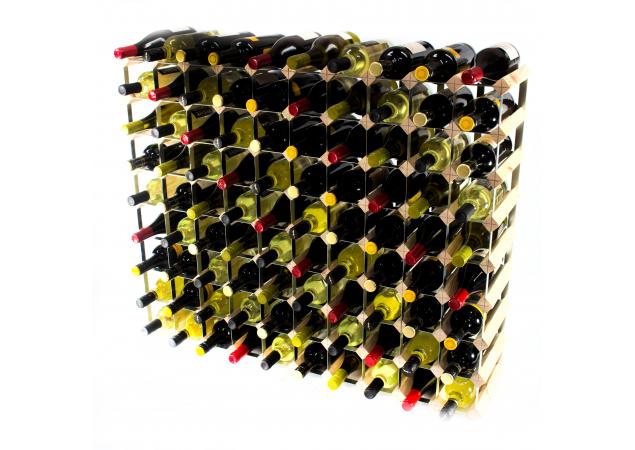 Classic 90 bottle pine wood and galvanised metal wine rack ready assembled image