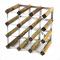 Classic 12 bottle walnut stained wood and galvanised metal wine rack ready assembled image
