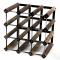 Classic 12 bottle dark oak stained wood and black metal wine rack ready assembled image