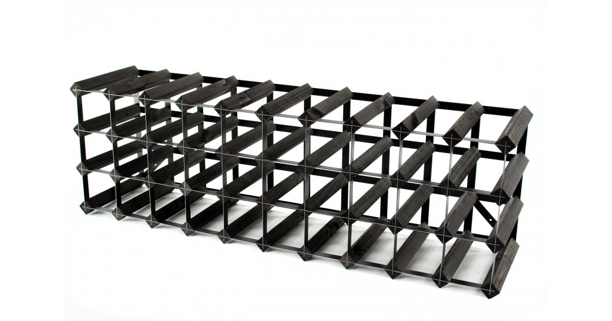 30/40 Bottle Cupboard Top Black Wood & Metal Wine Rack Cranville