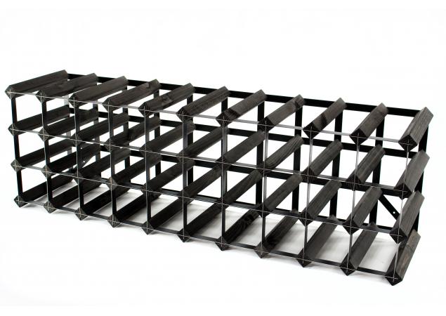 Classic 30/40 bottle cupboard top black stained wood and black metal wine rack ready assembled image