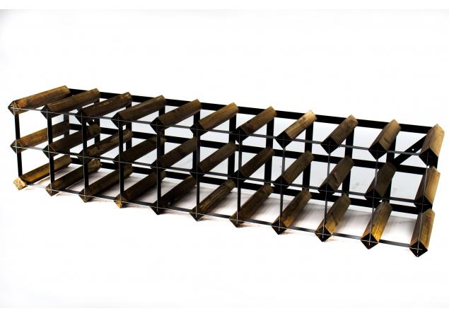 Classic 20 /30 bottle cupboard top dark oak stained wood and black metal wine rack ready assembled image