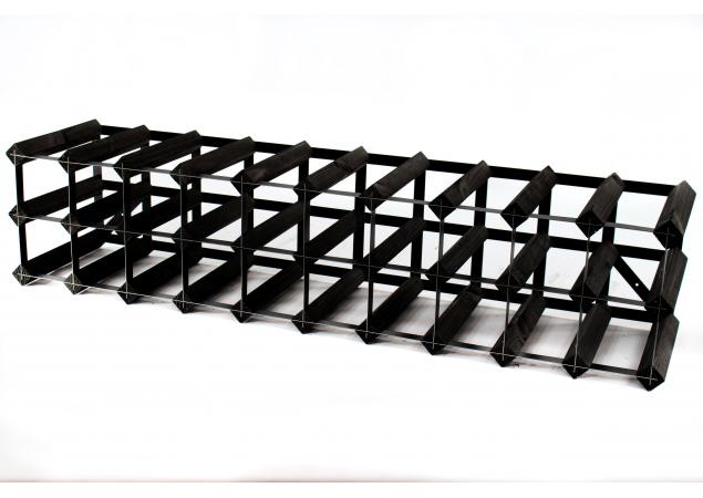 Classic 20 /30 bottle cupboard top black stained wood and black metal wine rack ready assembled image