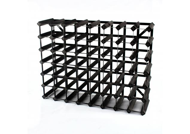 Classic 56 bottle black stained wood and black metal wine rack ready assembled image
