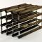 Double depth 24 bottle wine rack - Dark Oak stain wood - Galvanised metal image