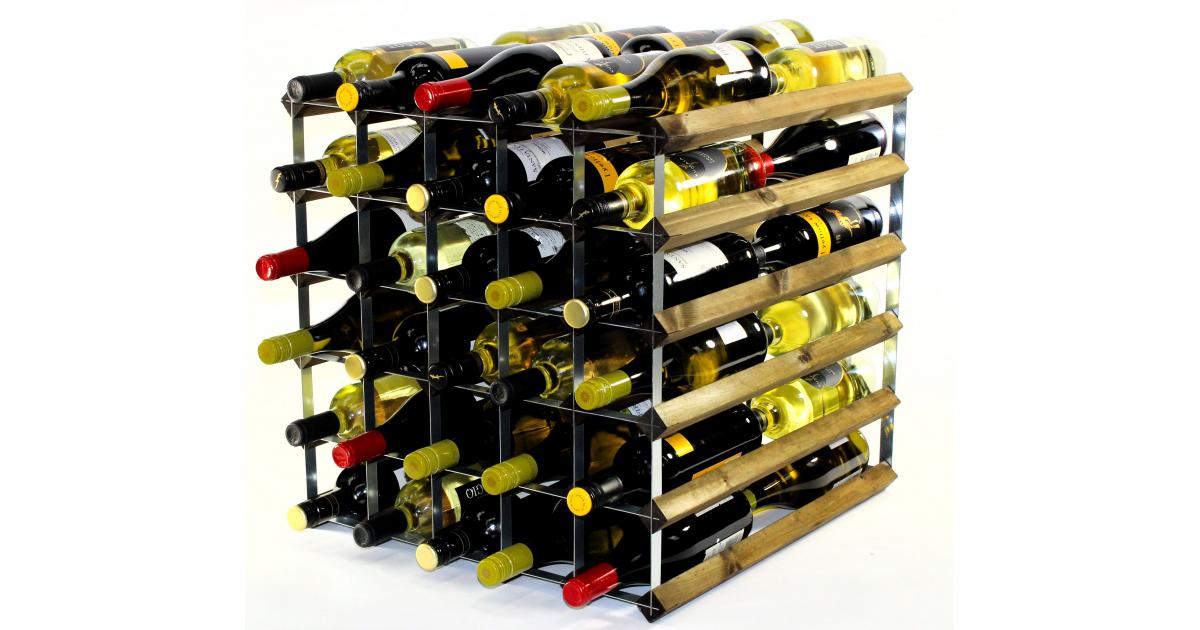 Cranville wine racks Double depth 60 Wine Rack Ready Assembled walnut