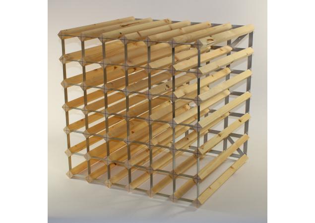 Double depth 84 bottle wine rack - Pine Wood - Galvanised metal image