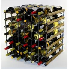 Double depth 84 bottle wine rack - Walnut stain wood - Galvanised metal