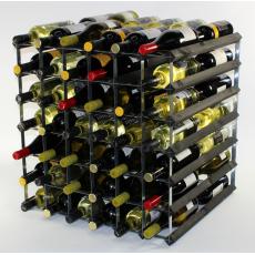 Double depth 84 bottle wine rack - Black stain wood - Galvanised metal